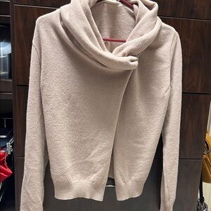 Elegant Women's Wrap Cowl Neck Sweater in Soft Pink